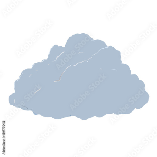Illustration of a single light blue cloud with soft edges and subtle shading on a white background view