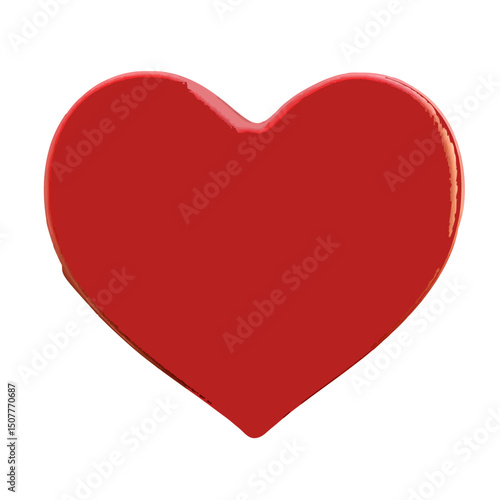 A single red heart shape with a glossy surface is centered on a white background in a simple design