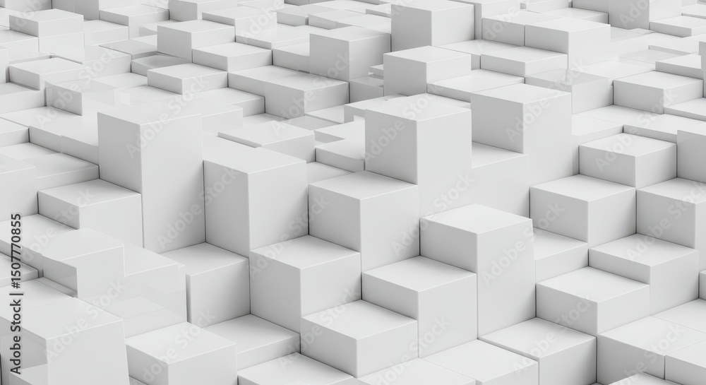 Abstract background of white cubes in a geometric pattern creating a modern design. Abstract background of white cubes in a geometric pattern creating a modern design.
