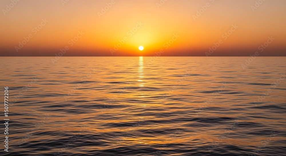 Fototapeta premium Golden Summer Sunset over Calm Ocean Waters