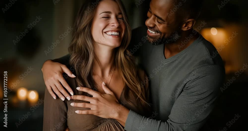 Pregnant Couple Laughing Pregnant Couple Laughing