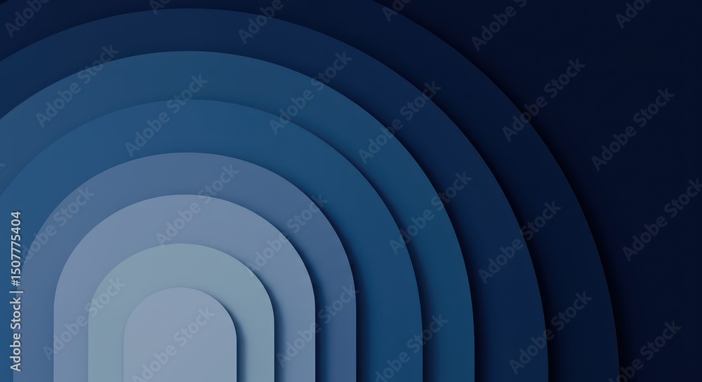 Obraz premium Abstract background with layered rounded shapes in shades of blue color gradient