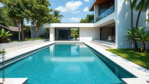 Wallpaper Mural Modern villa with pool on a sunny day showcases luxury and relaxation Torontodigital.ca