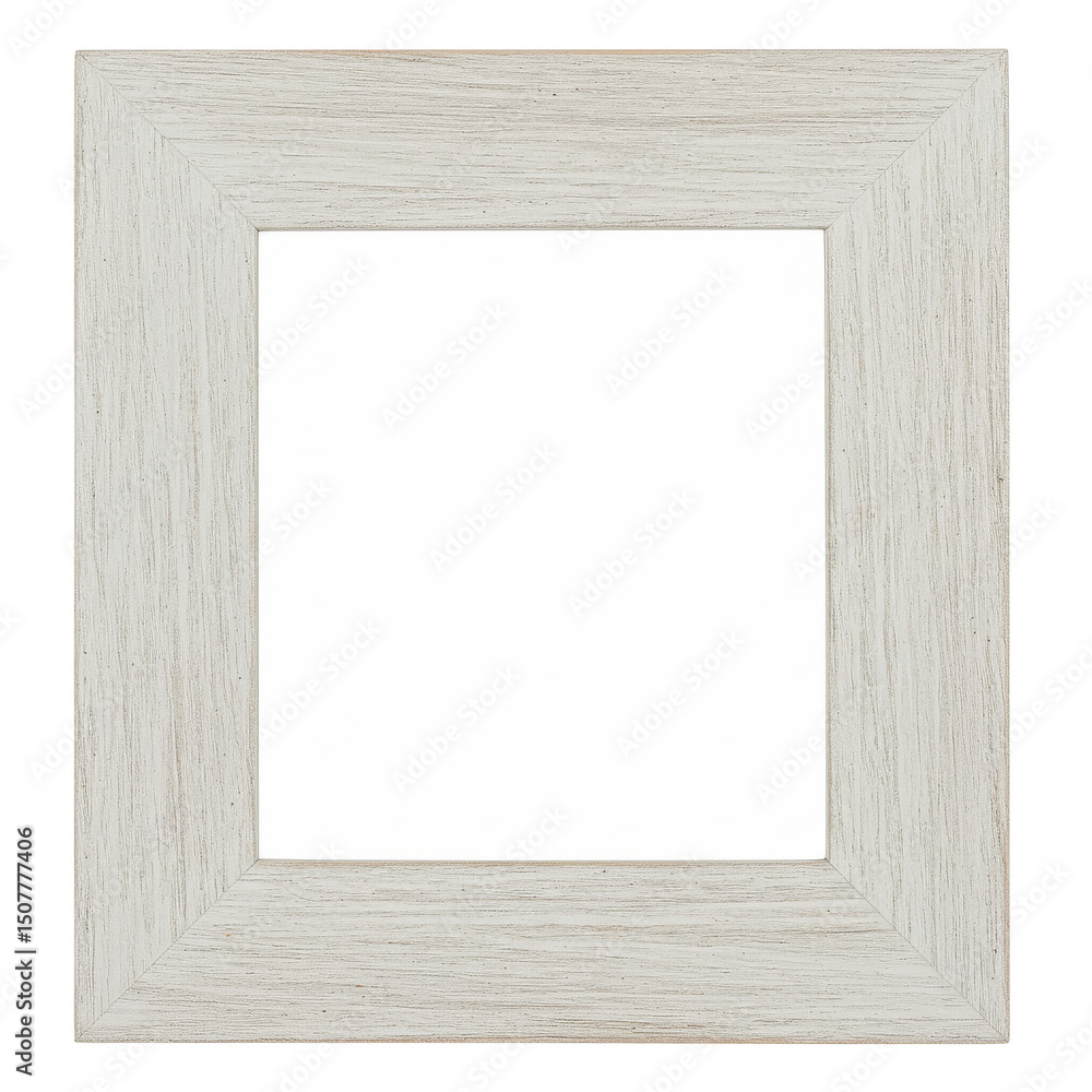 Fototapeta premium Empty wooden square frame with a white center, showing grainy texture and soft color tone