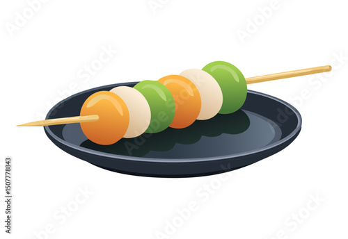 dango snack on plate - vector illustration