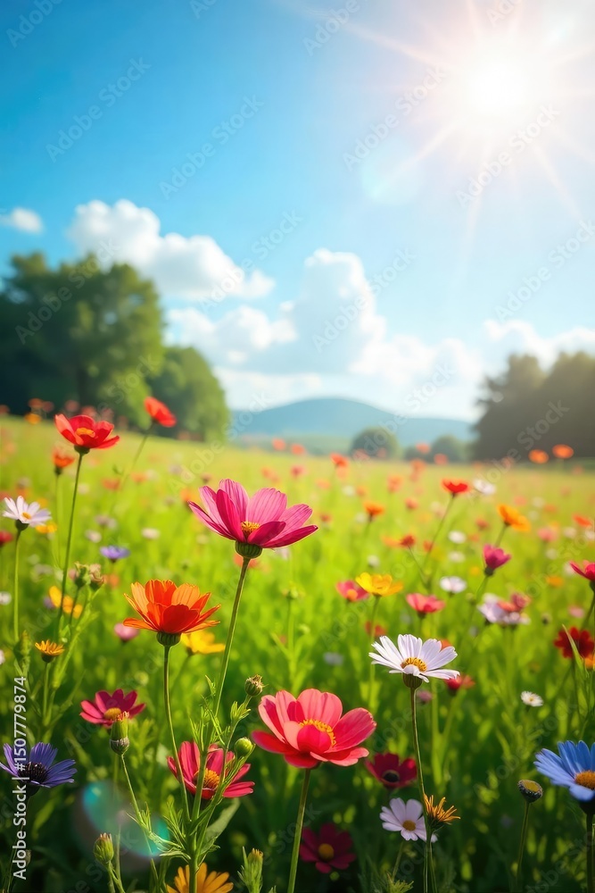 A sun-drenched field of vibrant wildflowers swaying gently in the breeze, embodying carefree joy and the simple pleasures of nature's beauty , flowers, peace A sun-drenched field of vibrant wildflowers swaying gently in the breeze, embodying carefree joy and the simple pleasures of nature's beauty , flowers, peace