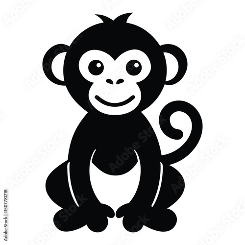 Cute monkey cartoon	vector art 