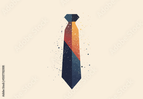 Stylized geometric vector tie design with vibrant colors and a modern aesthetic.