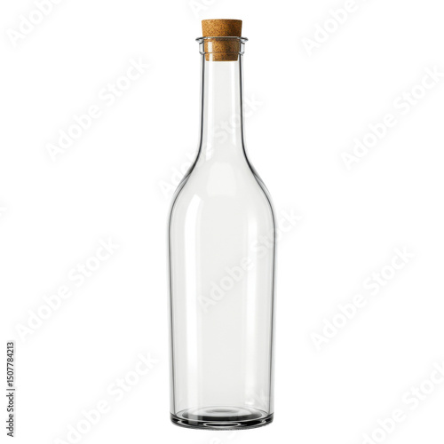Wallpaper Mural Clear glass bottle with a cork stopper, elegant design, on a black background Torontodigital.ca