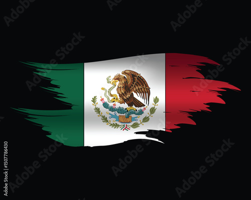 Abstract brush art mexico flag design vector