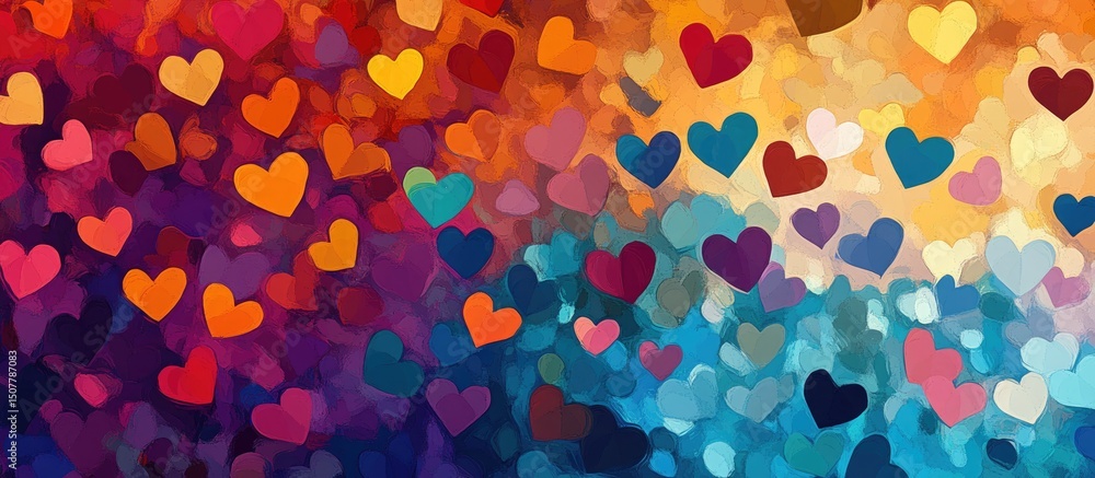 Colorful hearts background. Generative AI Colorful hearts background. Generative AI