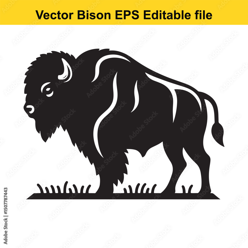 Obraz premium Bison Silhouette Vector for Rustic & Western Designs