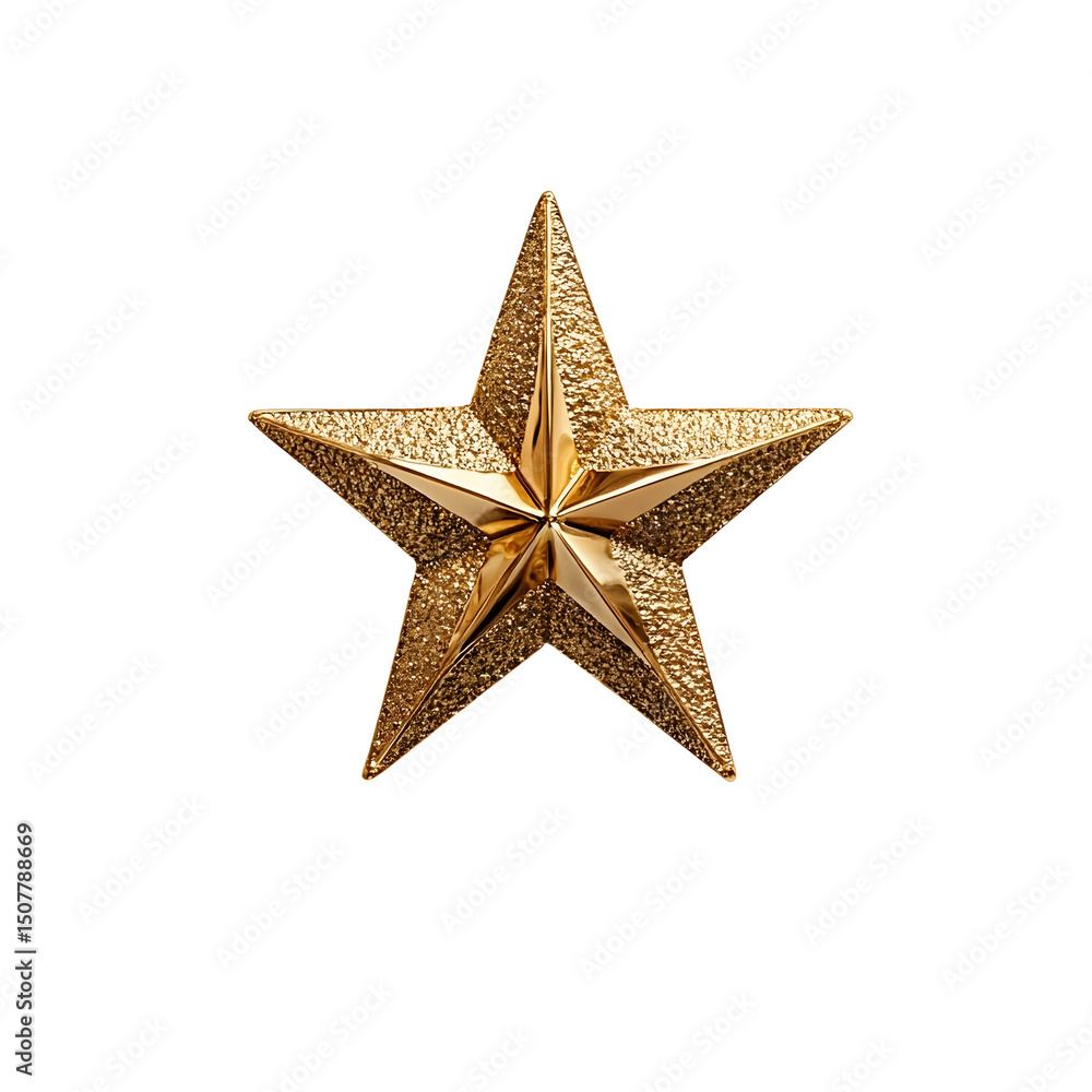 A photograph of a brilliantly shiny golden star with a smooth highly reflective surface centered and isolated on a pure white background A photograph of a brilliantly shiny golden star with a smooth highly reflective surface centered and isolated on a pure white background