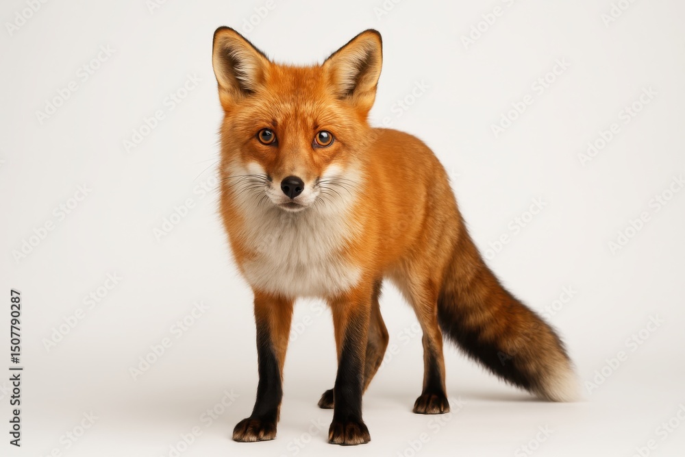 Fototapeta premium [Red Fox Isolated on a Clean White Studio Background Looking Curious]
