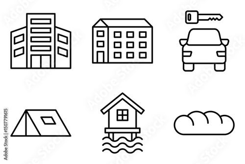 travel Accommodation icon set collection