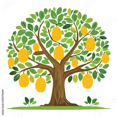 Jackfruit tree with yellow fruit
