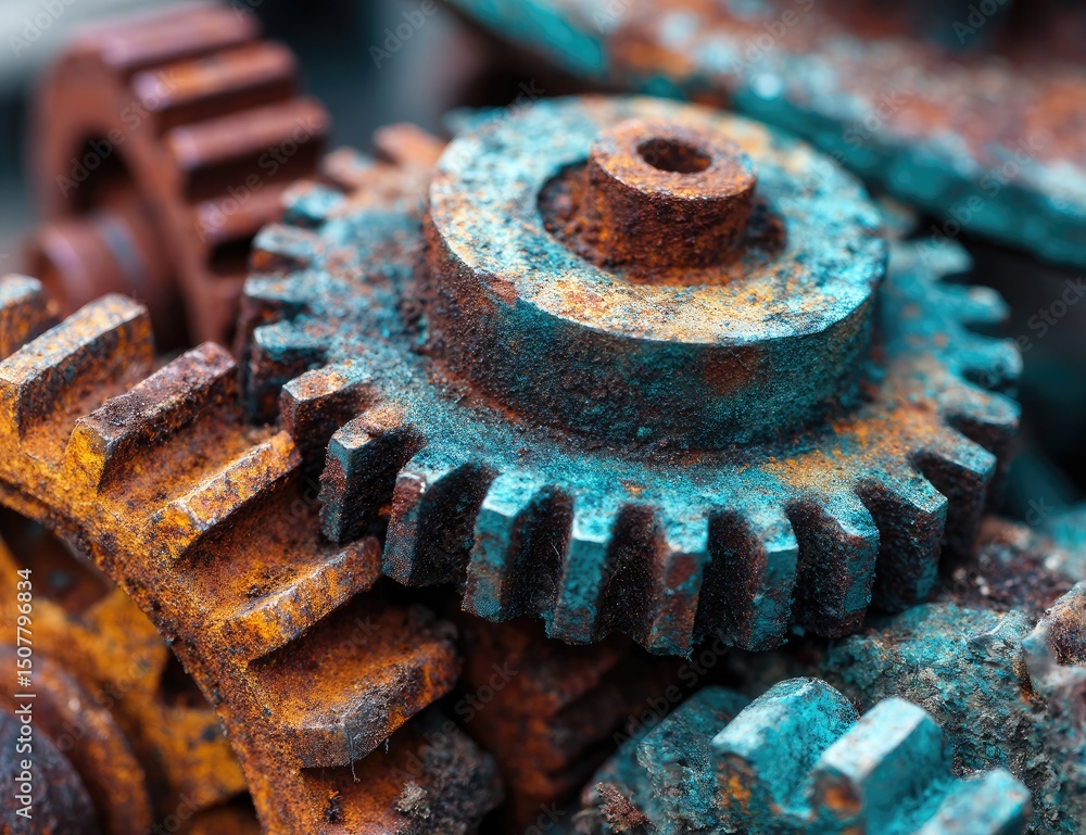 Closeup Rusty Gears Stacked Closeup Rusty Gears Stacked