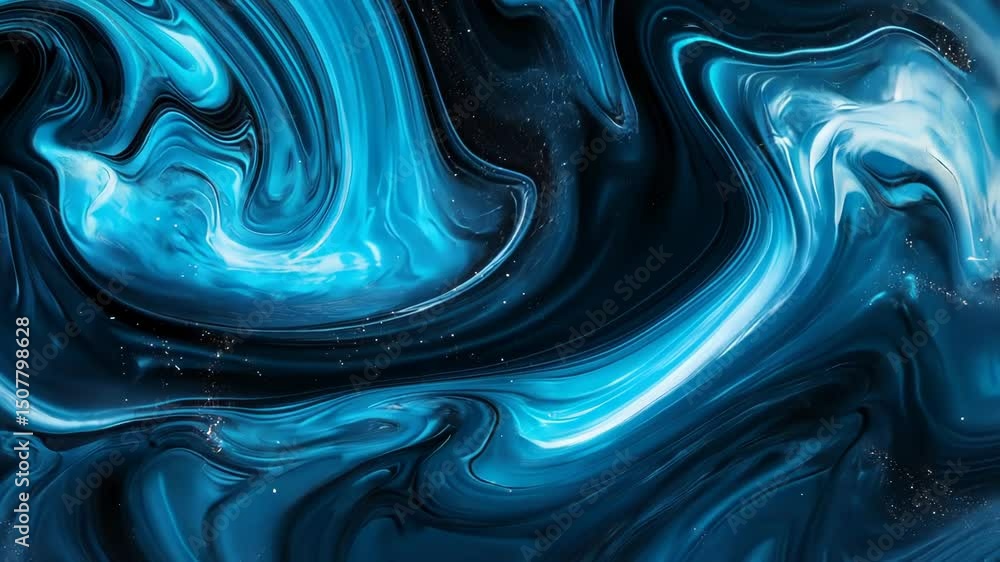 Abstract fluid art with swirling blues and whites on a dark background Abstract fluid art with swirling blues and whites on a dark background