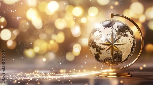 Ornate golden globe, exquisite detail