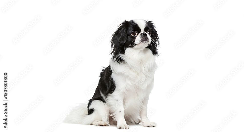 Elegant Japanese Chin Dog Isolated on White Background A Portrait of a Proud and Happy Canine Friend with Graceful Posture Perfect Companion Breed Elegant Japanese Chin Dog Isolated on White Background A Portrait of a Proud and Happy Canine Friend with Graceful Posture Perfect Companion Breed