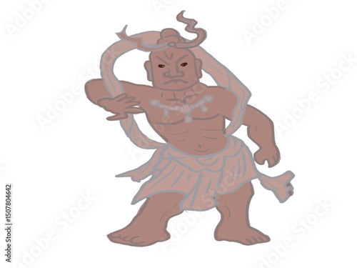 An illustration of the full body of the Nio statues that guard the gates of temples