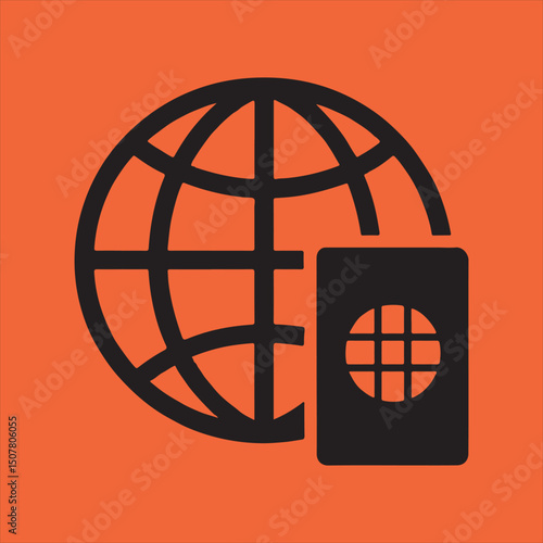 Passport and globe icon global travel concept