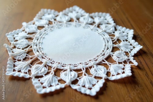 Intricate floral lace doily, delicate white threads , embroidery, wedding