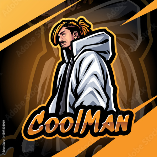 Cool man esport mascot logo design