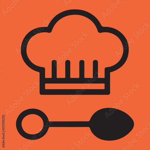 Chef hat and spoon silhouette icon design