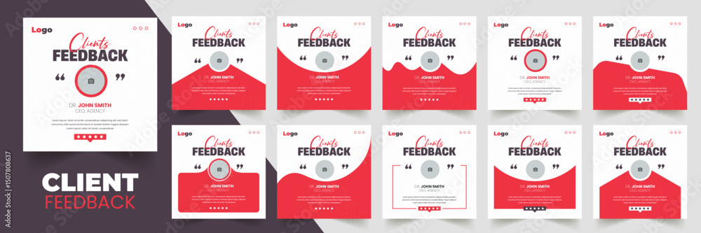 Obraz premium Customer feedback, testimonials, a social media post web banner template, and a Bundle. Customer feedback review or testimonial social media post design