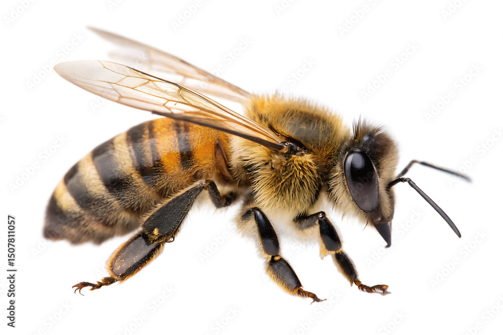a stunning bee is flying isolated on white background a stunning bee is flying isolated on white background