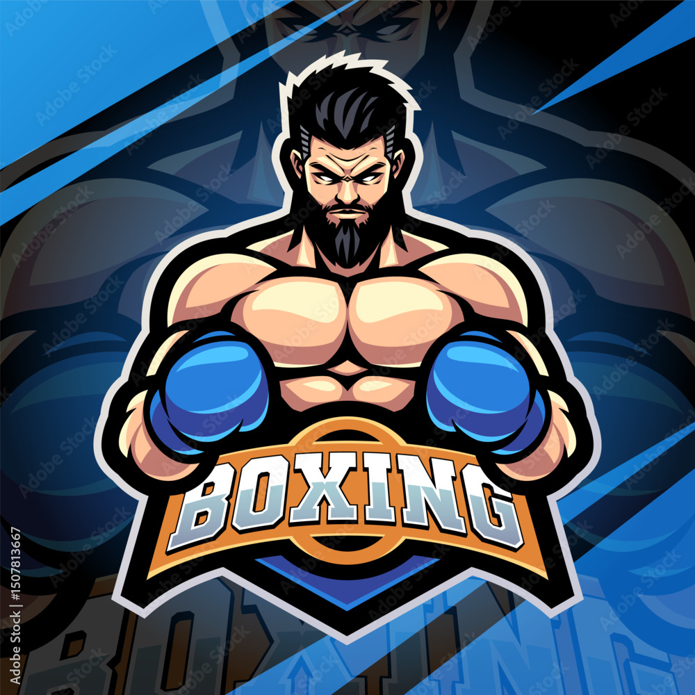 Boxing esport mascot logo design Boxing esport mascot logo design