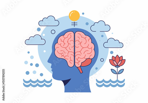 Concept of a brilliant mind that is enlightened