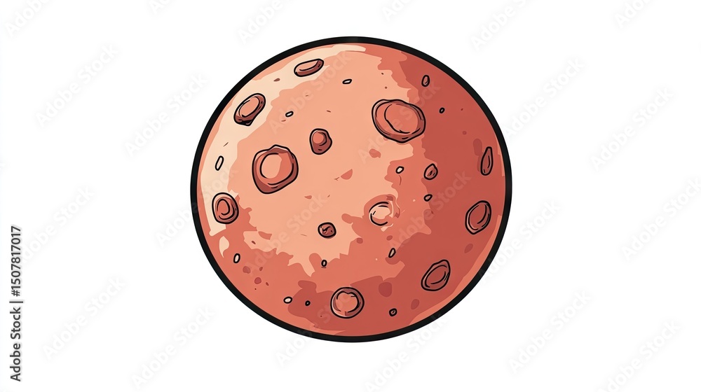 Obraz premium Hand-drawn illustration of a planet with craters.