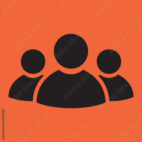 Simple group of three people icon illustration