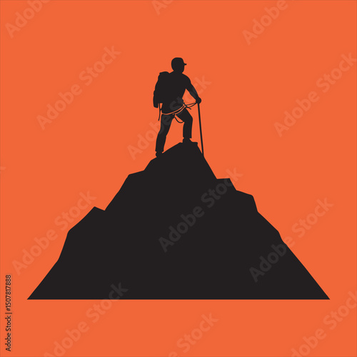 Climber reaching the summit silhouette