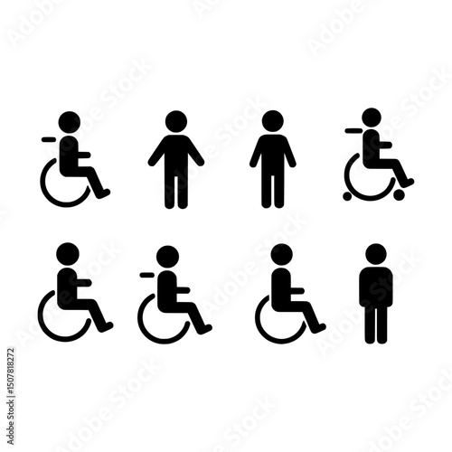 Collection of Black Accessibility Icons Representing People with Disabilities and Universal Access