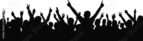 Silhouette of a crowd cheering at a concert