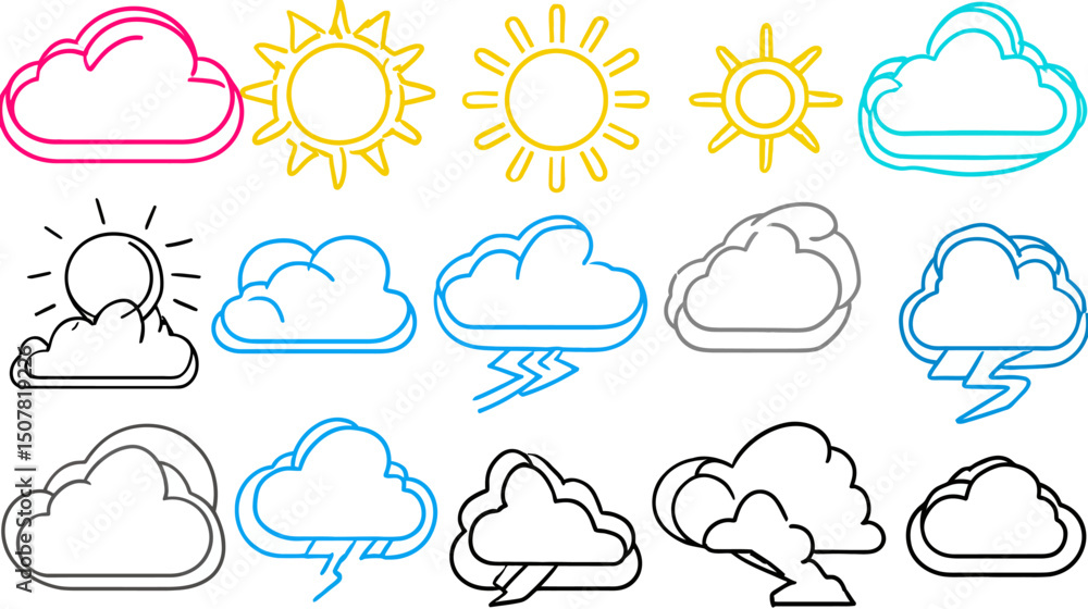 Fototapeta premium Flat Design Weather Icons - simple vector, isolated on white background 