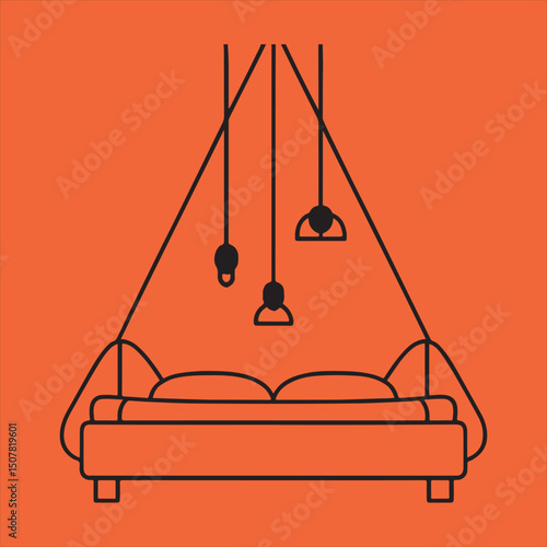 Bedroom silhouette with hanging lamps