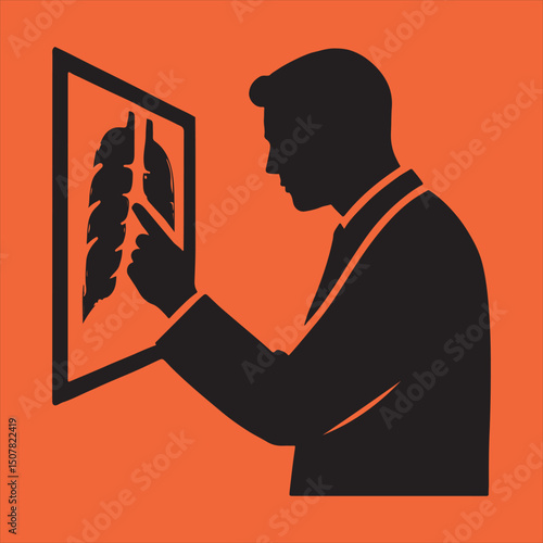 Doctor examining lungs x ray image