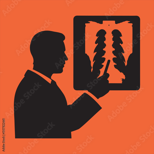 Doctor examining chest x ray medical image