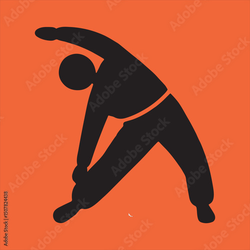 Simple black silhouette of person stretching