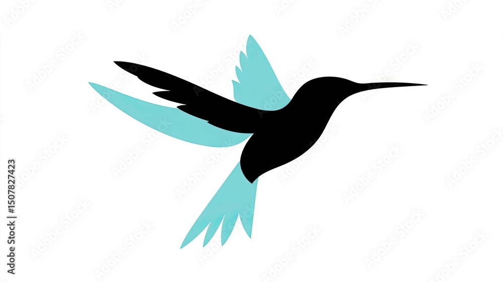 Fototapeta premium Silhouette of a hummingbird in flight.