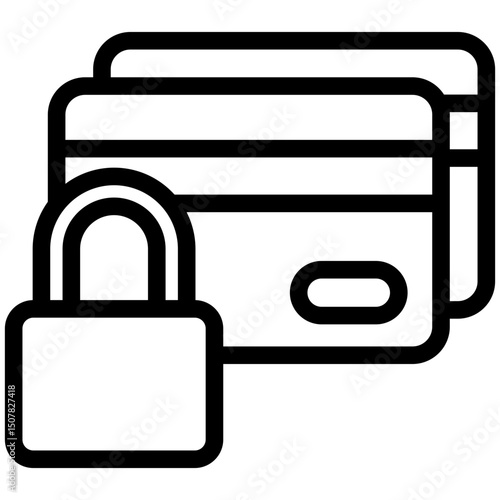 Card Lock outline, mini illustration icon. use for modern concept, print, UI, UX kit, web and app development. Vector related to account management, ecommerce, banking and finance.