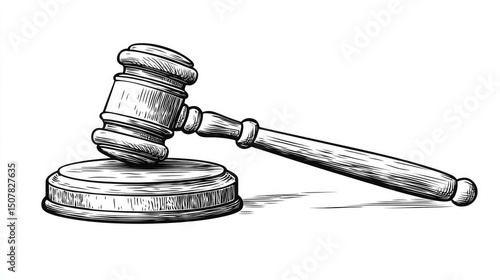 Hand-drawn illustration of a gavel.