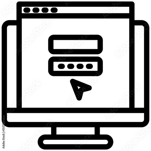 Login Page outline, mini illustration icon. use for modern concept, print, UI, UX kit, web and app development. Vector related to account management, ecommerce, banking and finance.
