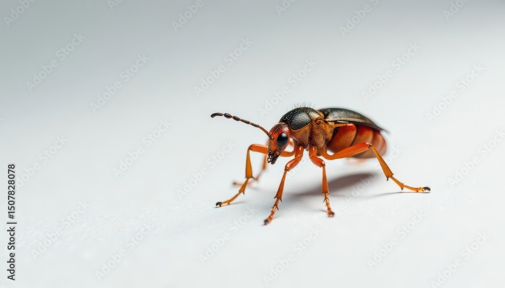 Naklejka premium Close-up of a single insect on a stark white background, pure, photography, clean