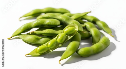 Fresh green peas isolated on white