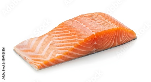 Fresh raw salmon fillet on a white background